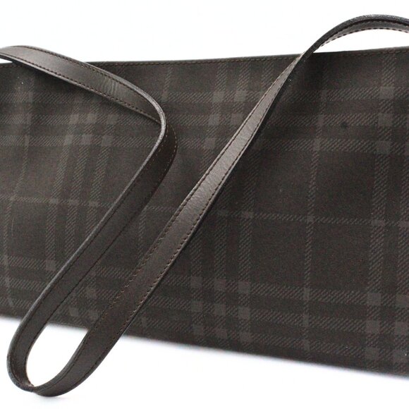 Authentic Burberry London NWT Gray Charcoal Leather Canvas Shoulder Bag - Picture 4 of 16